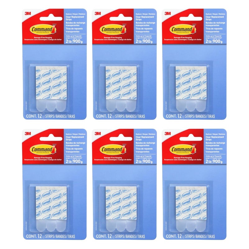 Command Medium Clear Refill Strips Removable, (Clear) 72 Refill Strips - Image 1